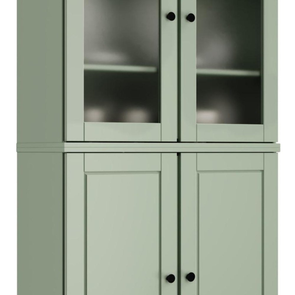 72" Sage Solid Wood Four Door Two Drawer Pantry Or Storage Closet
