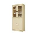 72" Yellow Solid Wood Four Door Pantry Or Storage Closet on a white background