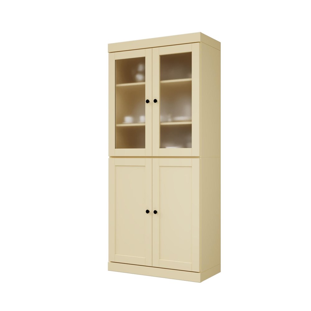 72" Yellow Solid Wood Four Door Pantry Or Storage Closet