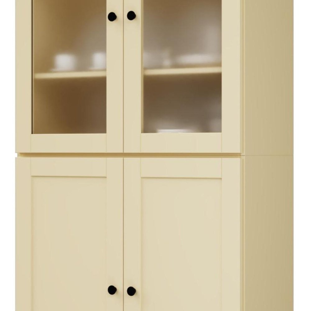 72" Yellow Solid Wood Four Door Pantry Or Storage Closet