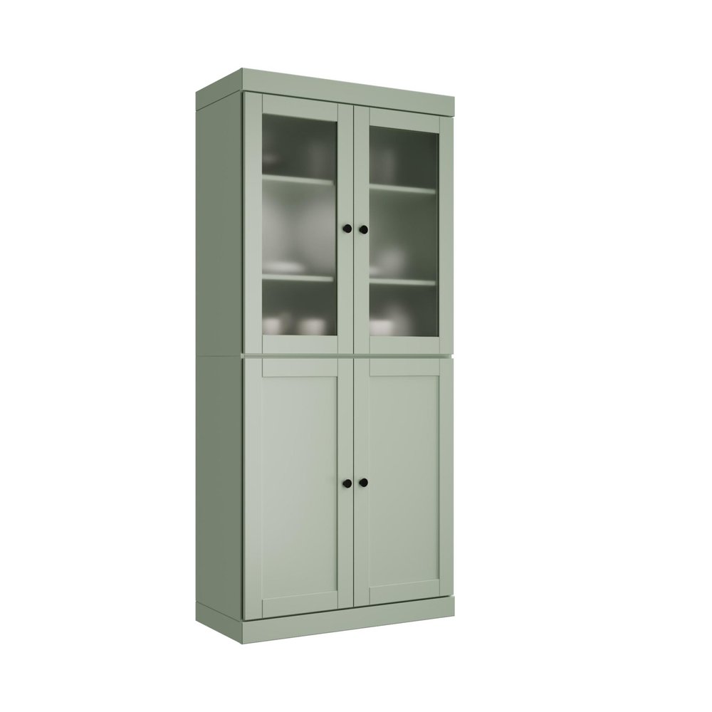 72" Sage Solid Wood Four Door Pantry Or Storage Closet
