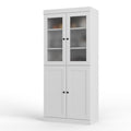 72" White Solid Wood Four Door Two Drawer Pantry Or Storage Closet on a white background
