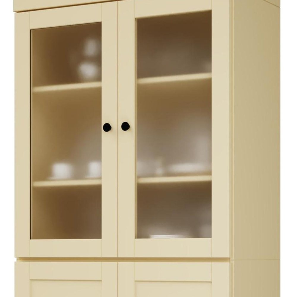 72" Yellow Solid Wood Four Door Two Drawer Pantry Or Storage Closet