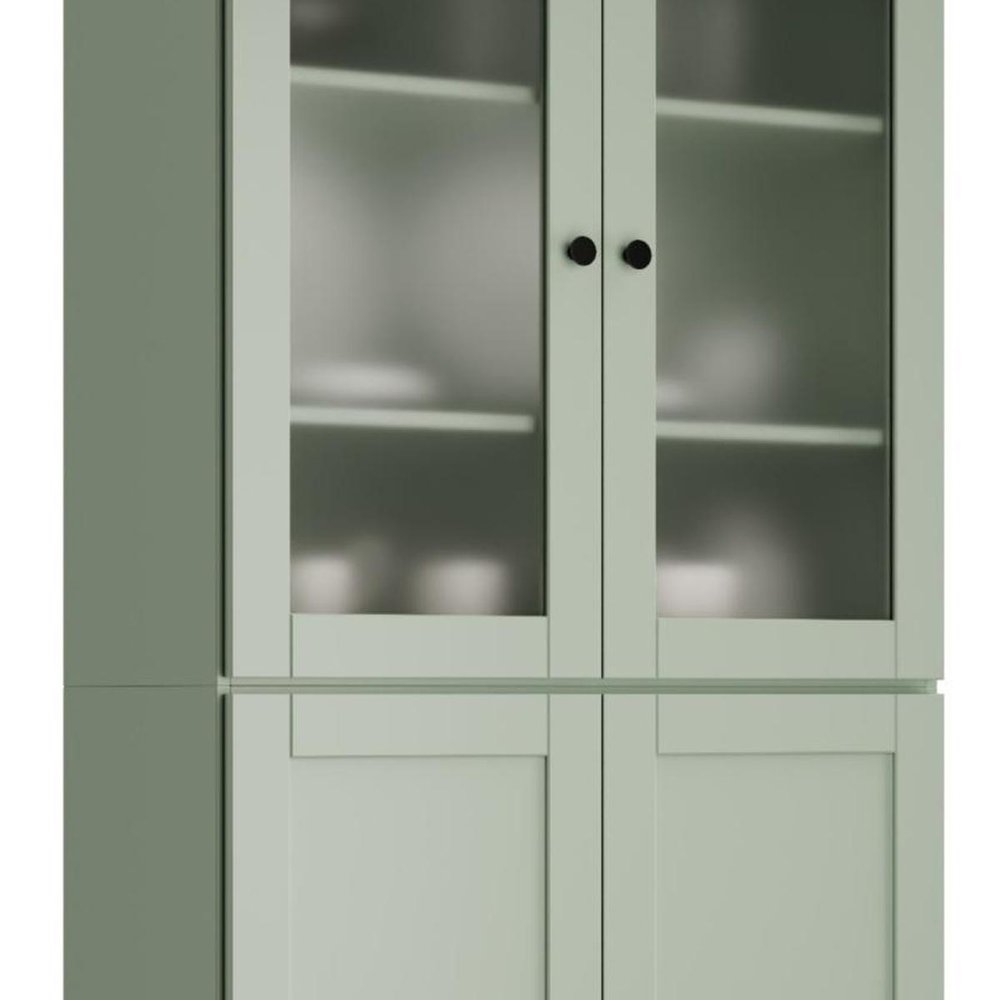 72" Sage Solid Wood Four Door Two Drawer Pantry Or Storage Closet
