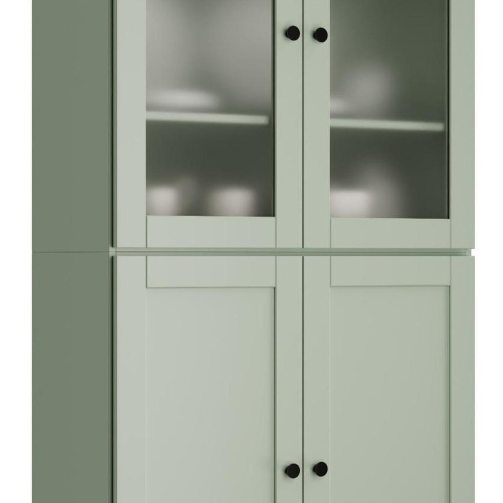 72" Sage Solid Wood Four Door Two Drawer Pantry Or Storage Closet