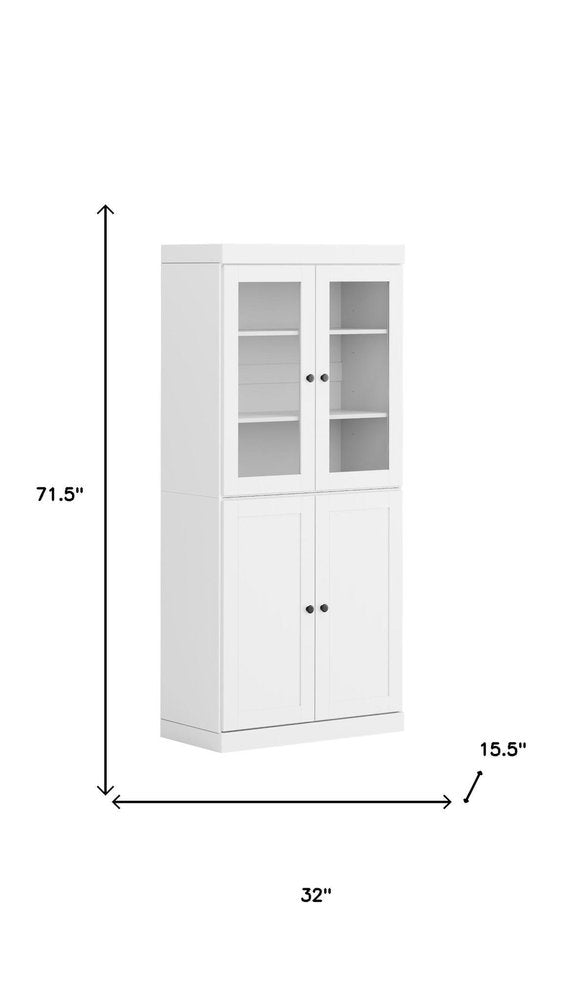 72" White Solid Wood Four Door Pantry Or Storage Closet