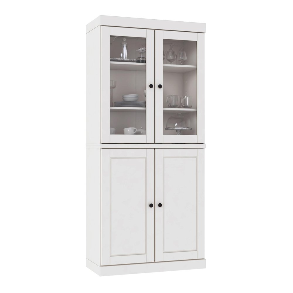 72" White Solid Wood Four Door Pantry Or Storage Closet