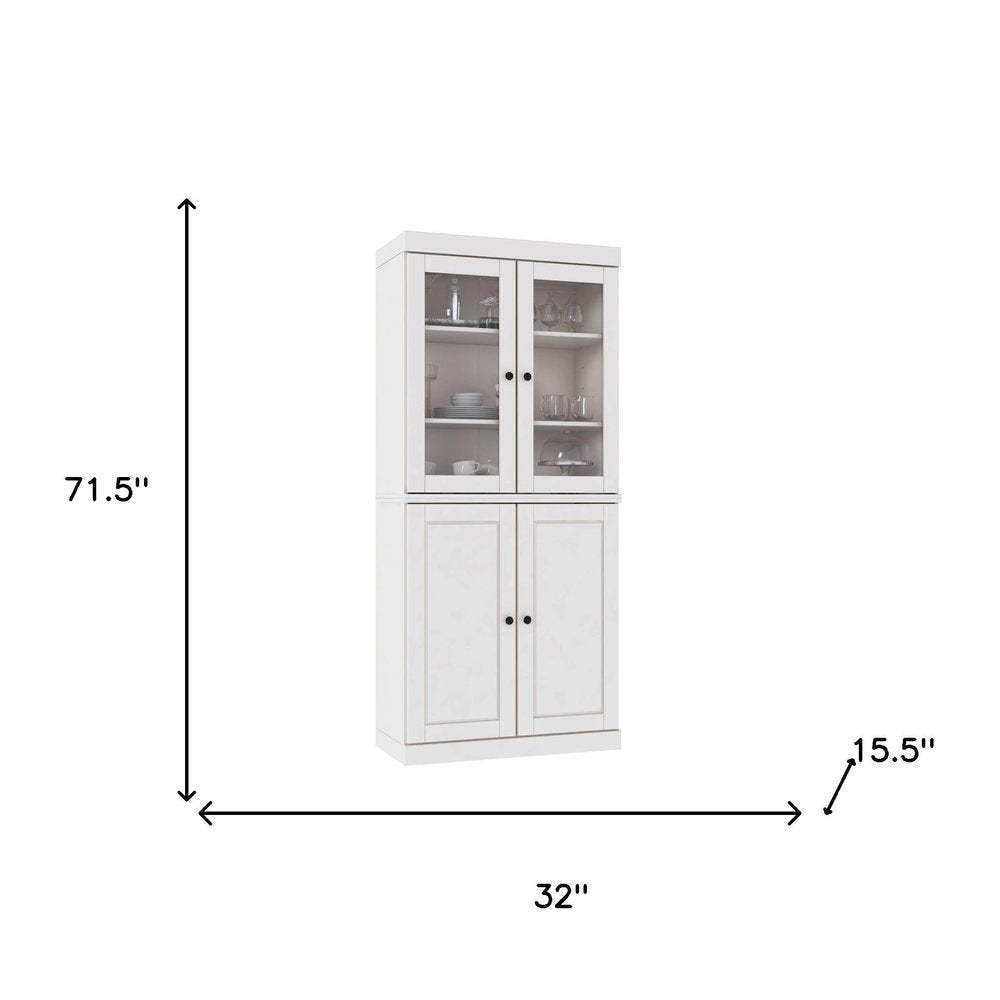 72" White Solid Wood Four Door Pantry Or Storage Closet