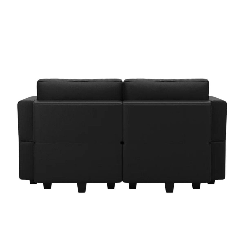 64" Black Faux Leather Loveseat With Storage