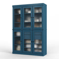 72" Teal Blue Solid Wood Six Door Two Drawer Pantry Or Storage Closet