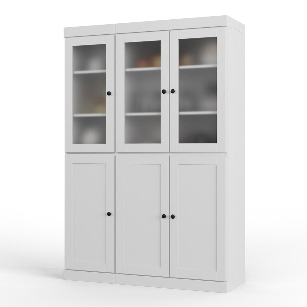 72" White Solid Wood Six Door Two Drawer Pantry Or Storage Closet