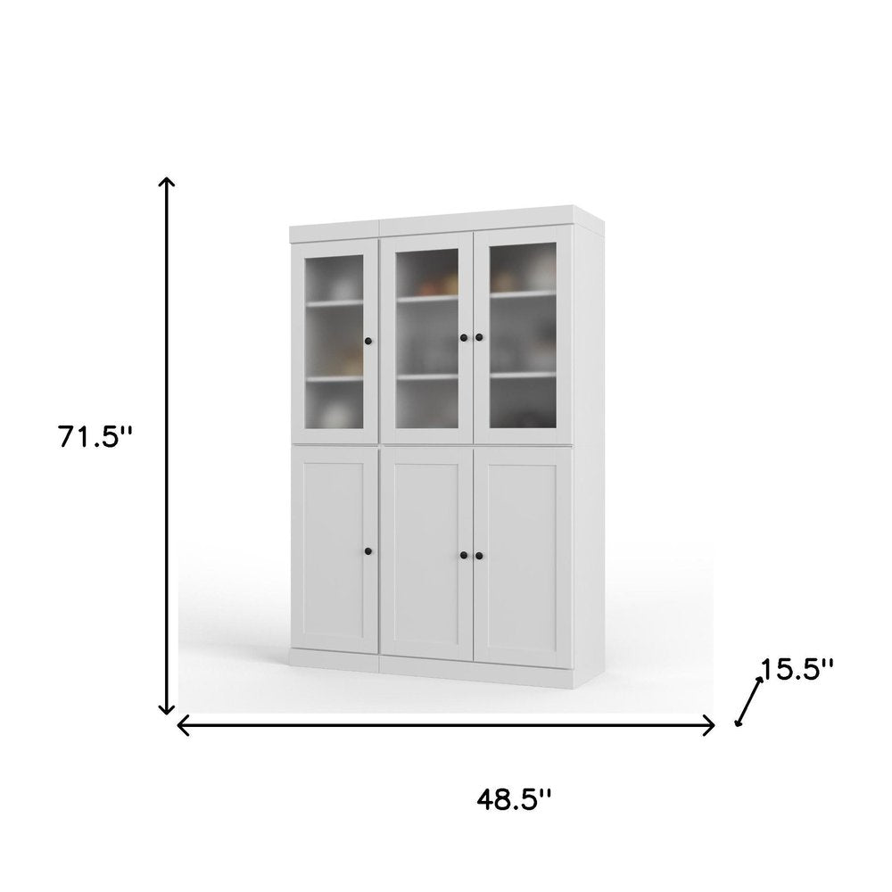 72" White Solid Wood Six Door Two Drawer Pantry Or Storage Closet