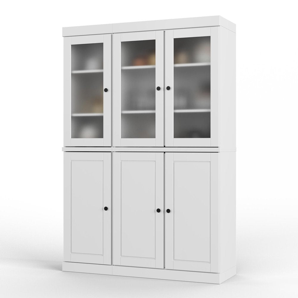 72" White Solid Wood Six Door Two Drawer Pantry Or Storage Closet