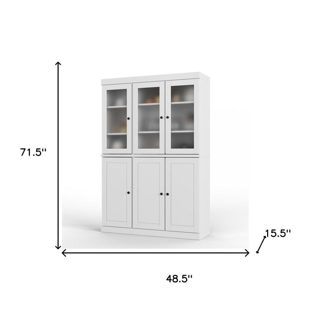 72" White Solid Wood Six Door Two Drawer Pantry Or Storage Closet