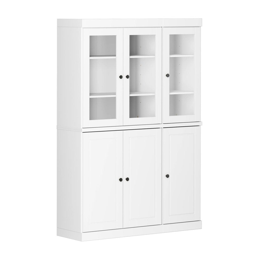 72" White Solid Wood Six Door Two Drawer Pantry Or Storage Closet