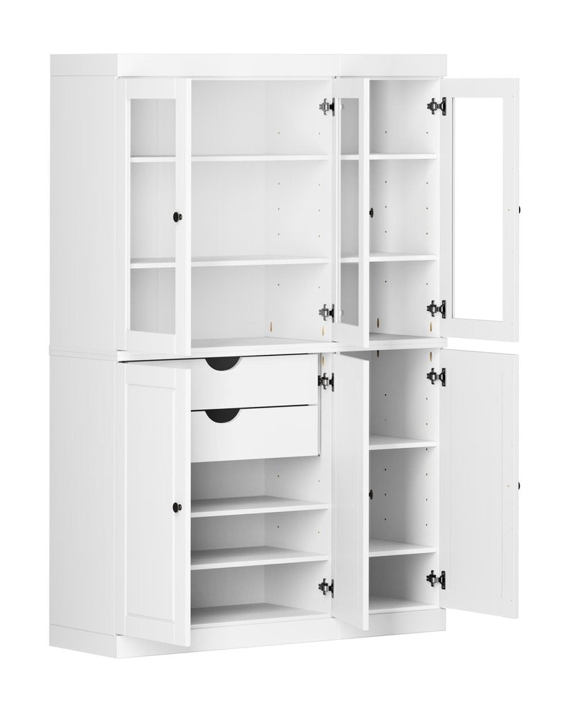 72" White Solid Wood Six Door Two Drawer Pantry Or Storage Closet