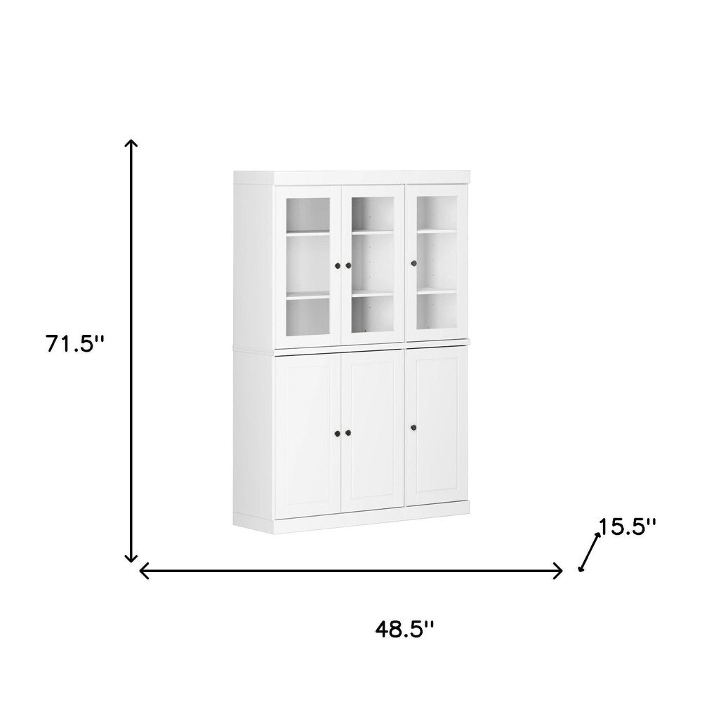 72" White Solid Wood Six Door Two Drawer Pantry Or Storage Closet