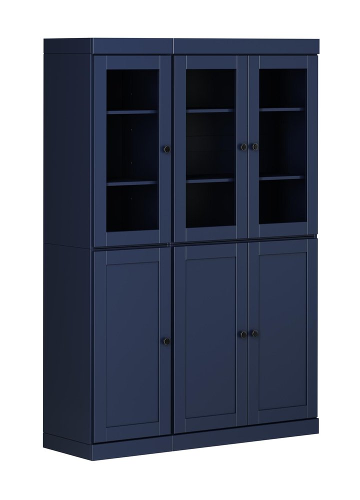 72" Navy Blue Solid Wood Six Door Two Drawer Pantry Or Storage Closet