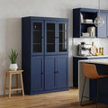 72" Navy Blue Solid Wood Six Door Two Drawer Pantry Or Storage Closet