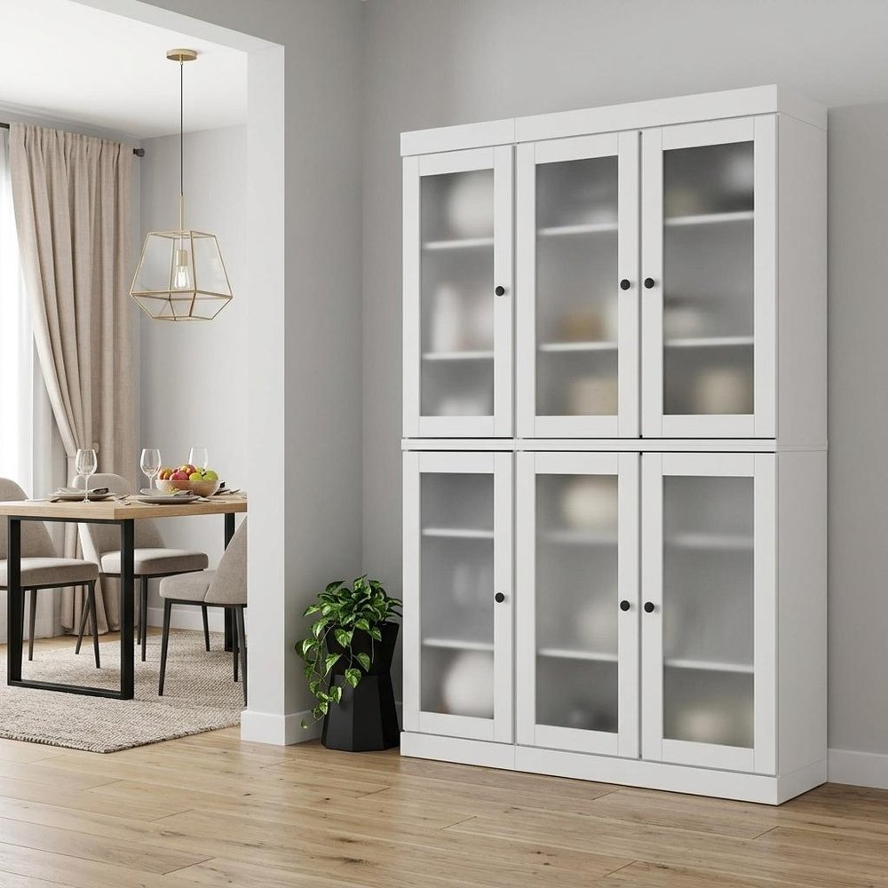 72" White Solid Wood Six Door Pantry Or Storage Closet - SKU 753908