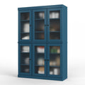 72" Teal Blue Solid Wood Six Door Pantry Or Storage Closet on a white background