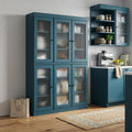 72" Teal Blue Solid Wood Six Door Pantry Or Storage Closet