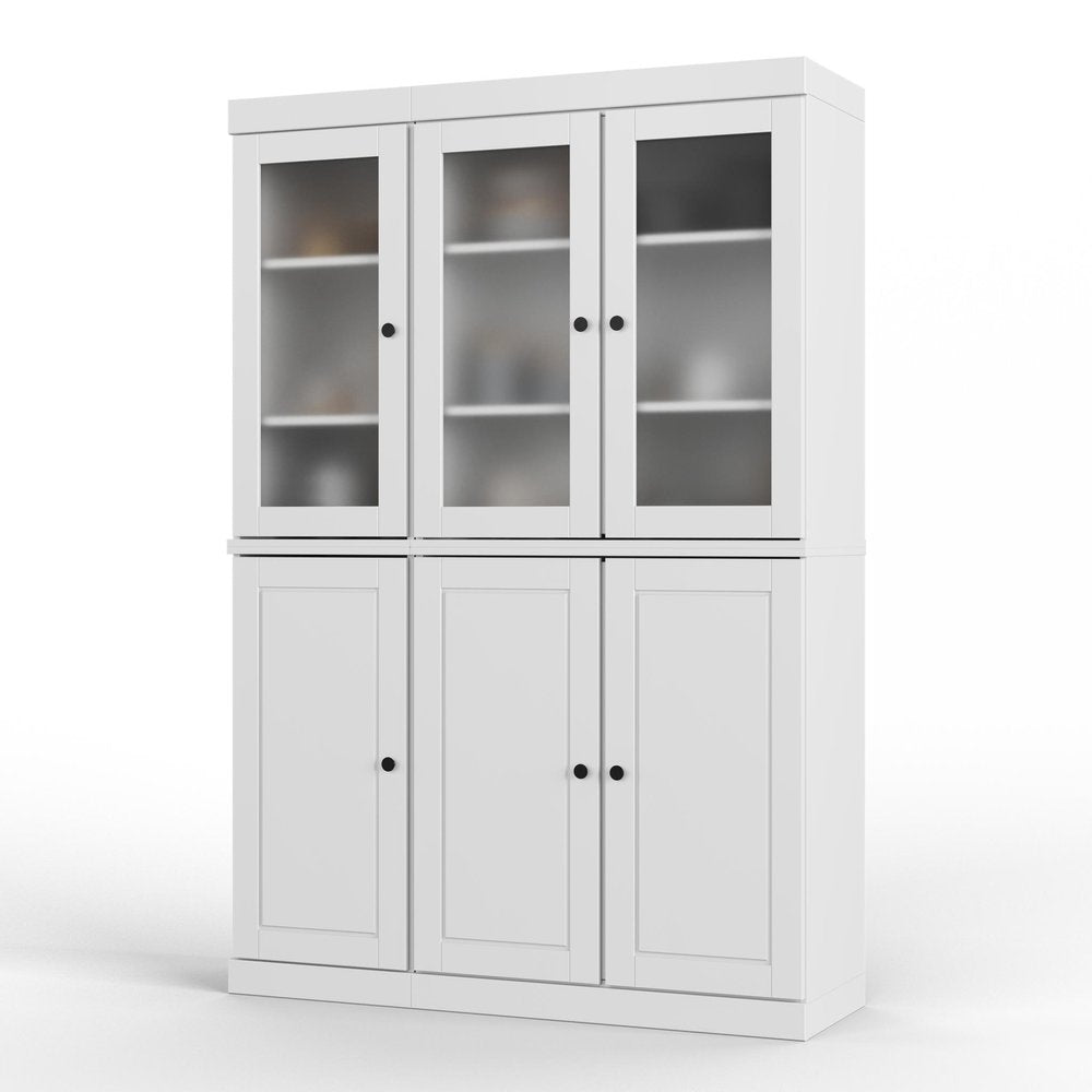 72" White Solid Wood Six Door Pantry Or Storage Closet