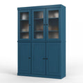 72" Teal Blue Solid Wood Six Door Pantry Or Storage Closet on a white background