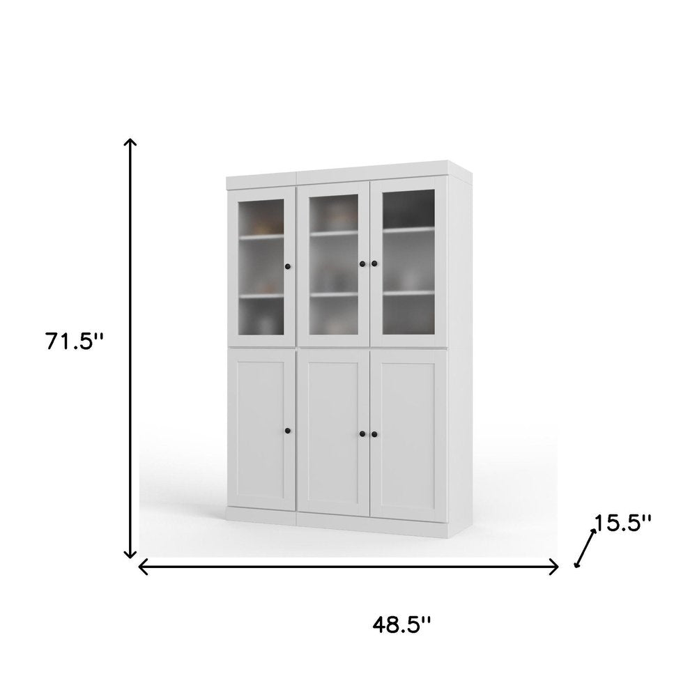 72" White Solid Wood Six Door Pantry Or Storage Closet