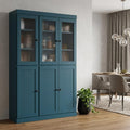 72" Teal Blue Solid Wood Six Door Pantry Or Storage Closet