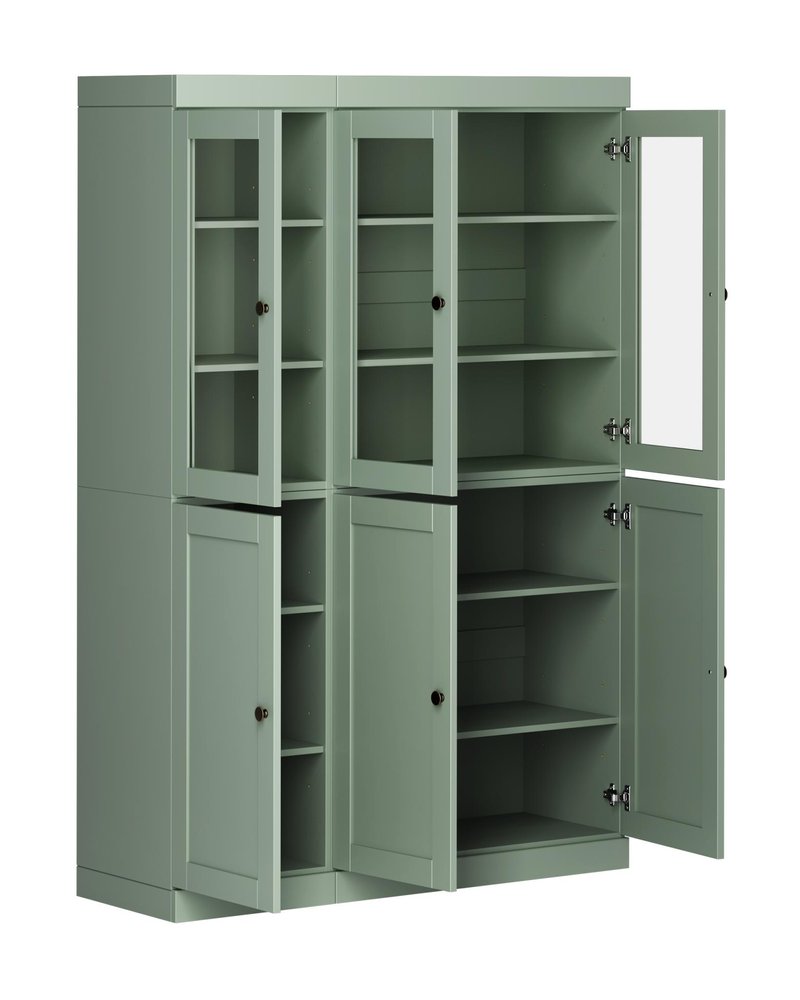 72" Sage Solid Wood Six Door Pantry Or Storage Closet