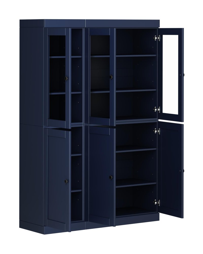 72" Navy Blue Solid Wood Six Door Pantry Or Storage Closet