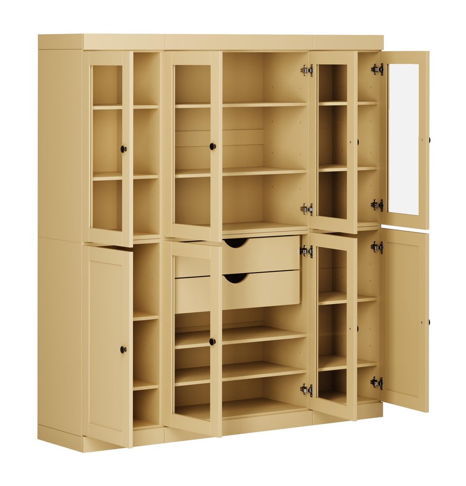 72" Yellow Solid Wood 8 Two Drawer Pantry Or Storage Closet - SKU 754433