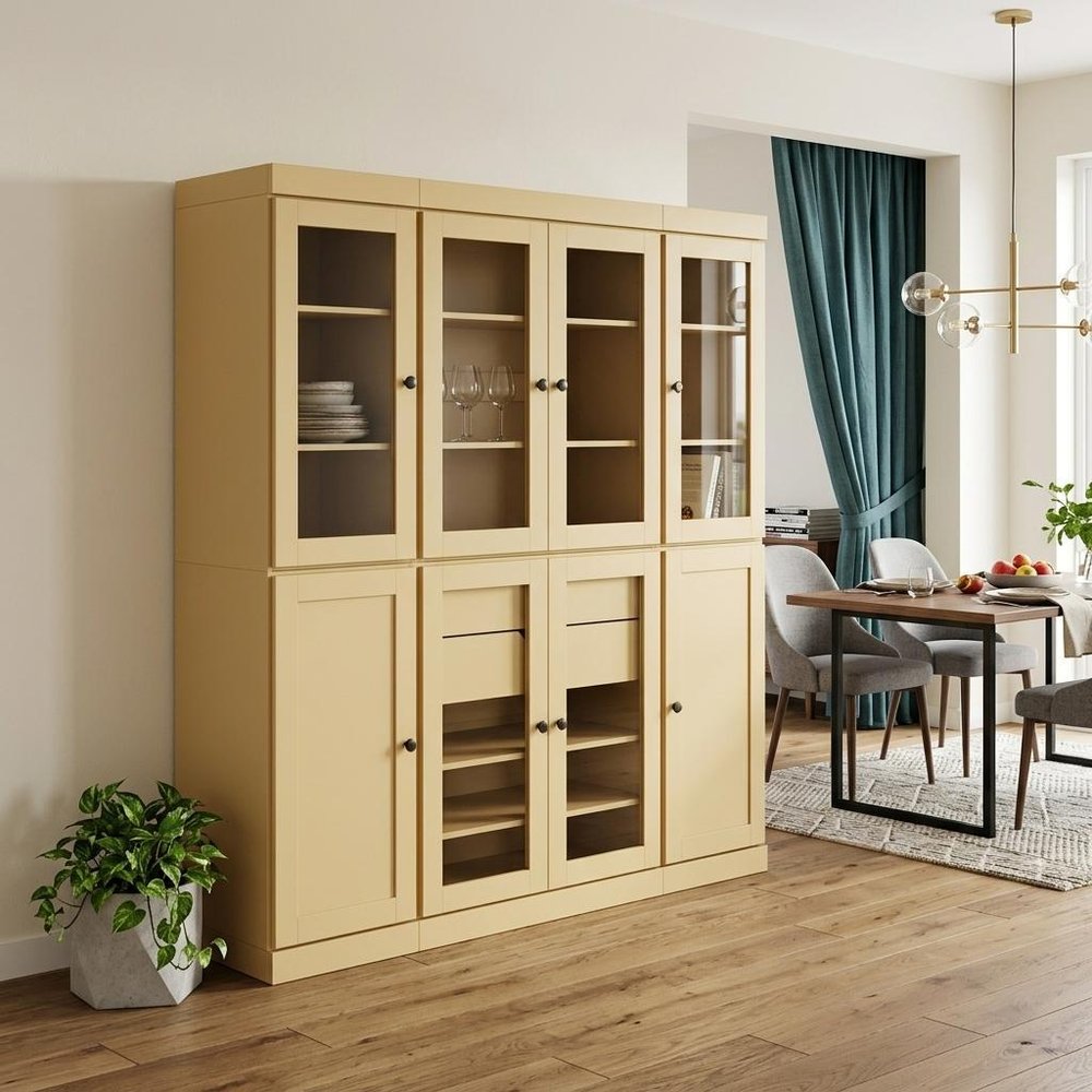 72" Yellow Solid Wood 8 Two Drawer Pantry Or Storage Closet - SKU 754433