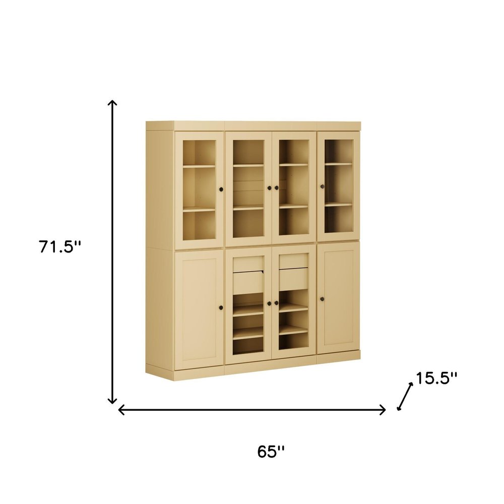 72" Yellow Solid Wood 8 Two Drawer Pantry Or Storage Closet - SKU 754433