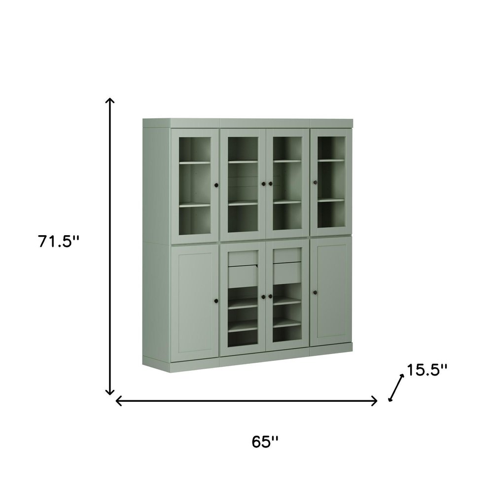 72" Sage Solid Wood 8 Two Drawer Pantry Or Storage Closet