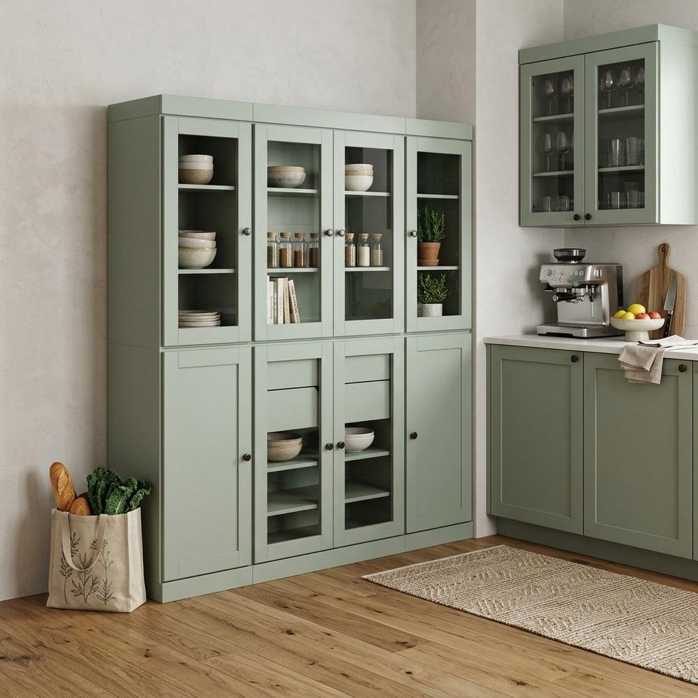 72" Sage Solid Wood 8 Two Drawer Pantry Or Storage Closet