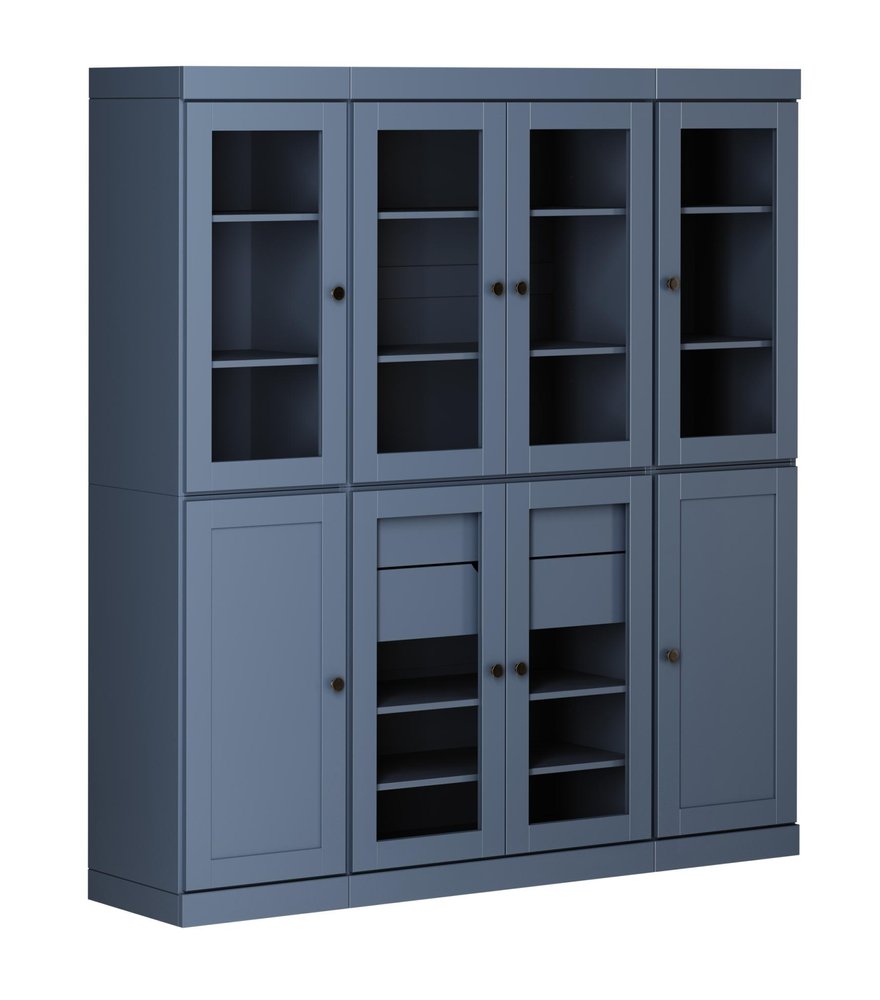 72" Navy Blue Solid Wood 8 Two Drawer Pantry Or Storage Closet