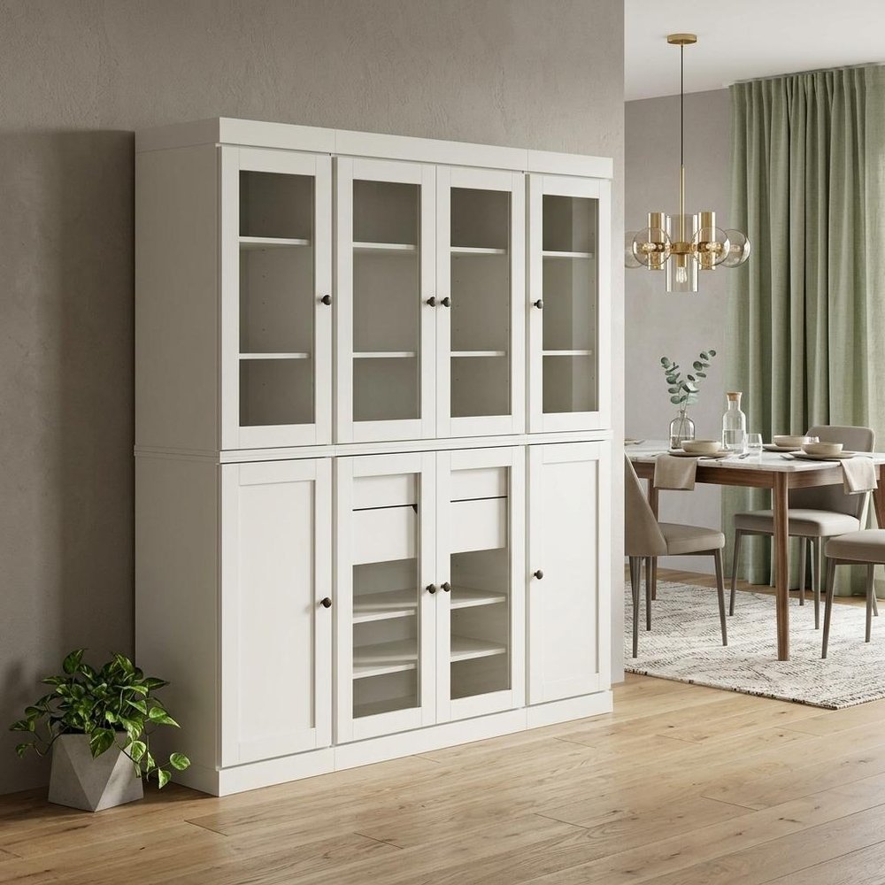 72" Off White Solid Wood 8 Two Drawer Pantry Or Storage Closet