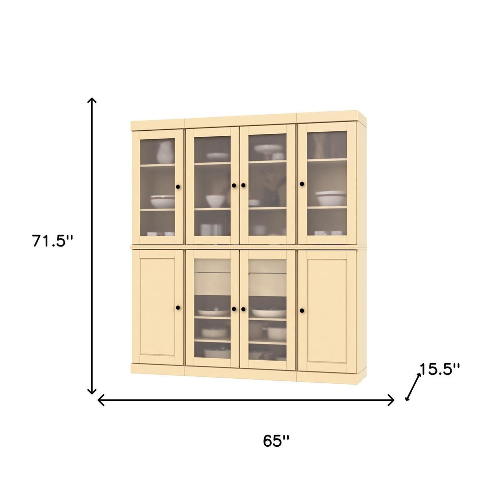 72" Yellow Solid Wood 8 Two Drawer Pantry Or Storage Closet