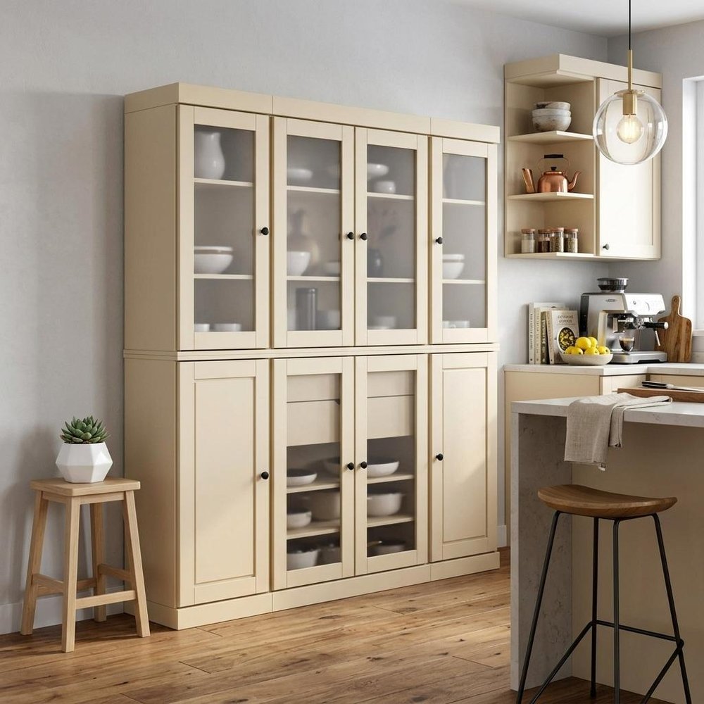 72" Yellow Solid Wood 8 Two Drawer Pantry Or Storage Closet