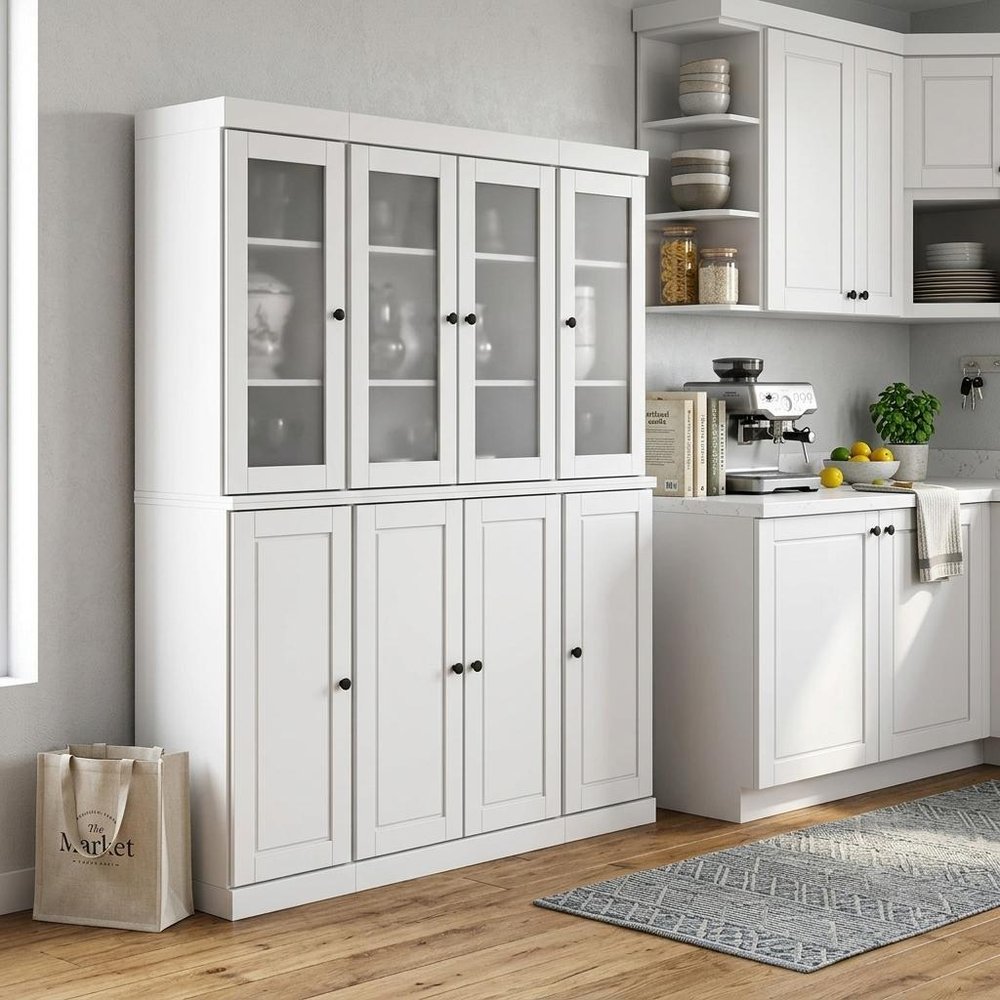 72" White Solid Wood 8 Pantry Or Storage Closet