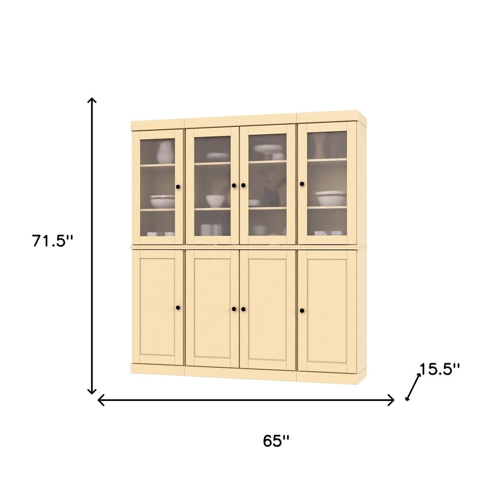 72" Yellow Solid Wood 8 Pantry Or Storage Closet