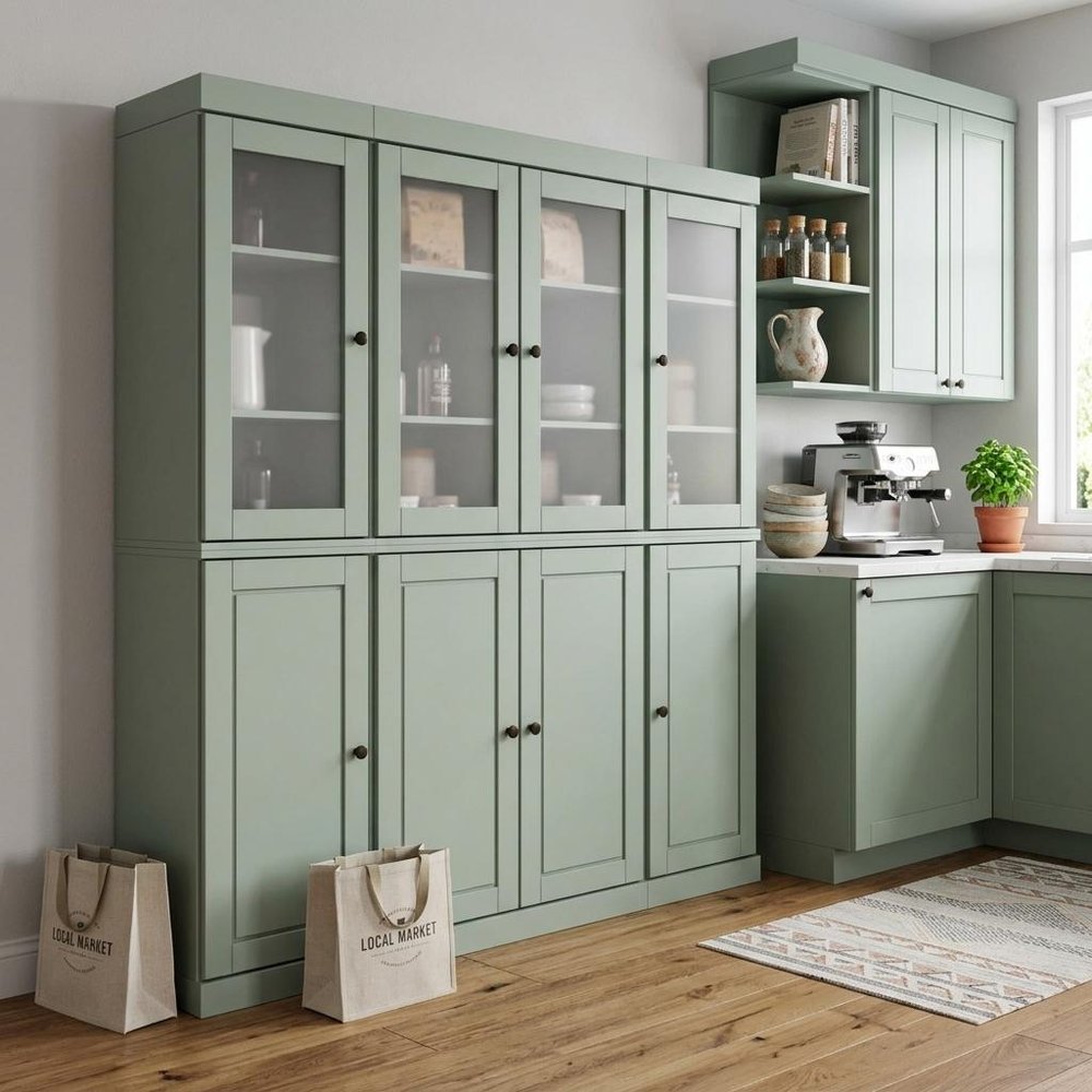 72" Sage Solid Wood 8 Pantry Or Storage Closet