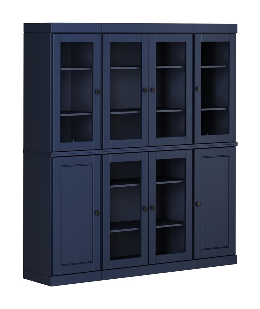 72" Navy Blue Solid Wood 8 Pantry Or Storage Closet
