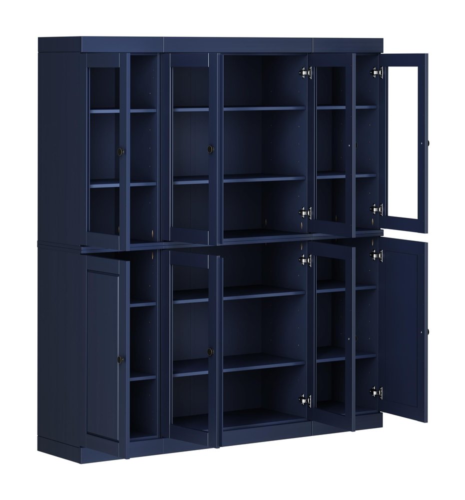 72" Navy Blue Solid Wood 8 Pantry Or Storage Closet