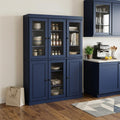 72" Navy Blue Solid Wood 8 Pantry Or Storage Closet