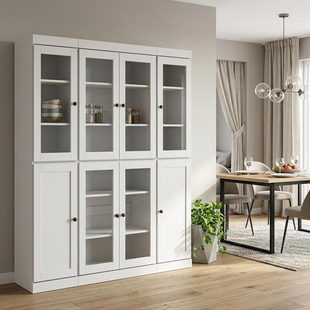 72" White Solid Wood 8 Pantry Or Storage Closet