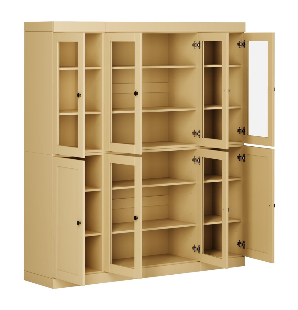 72" Yellow Solid Wood 8 Pantry Or Storage Closet