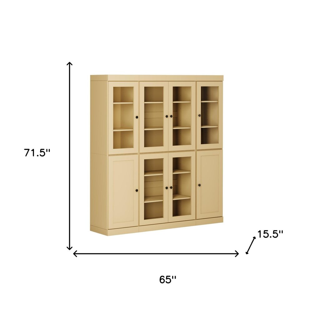 72" Yellow Solid Wood 8 Pantry Or Storage Closet